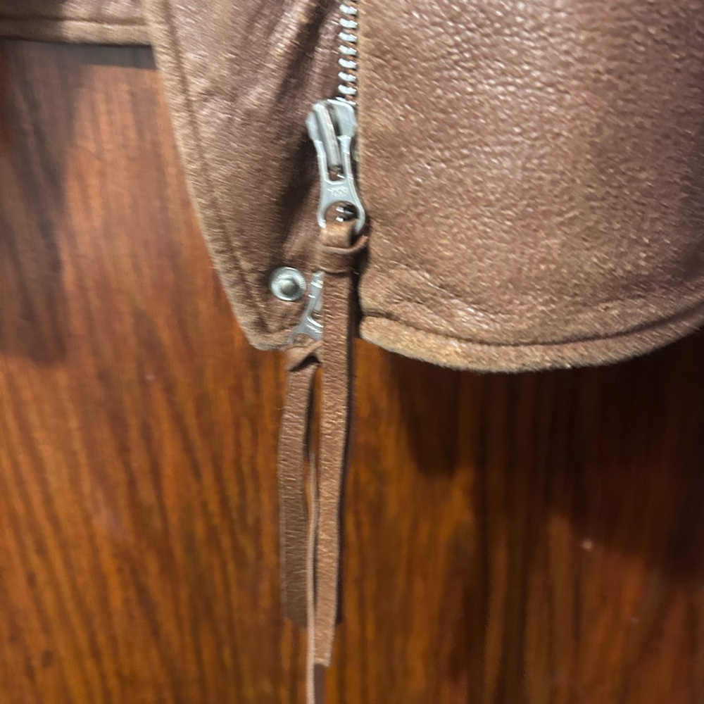 GUC brown leather jacket silk lined - Picture 4 of 15
